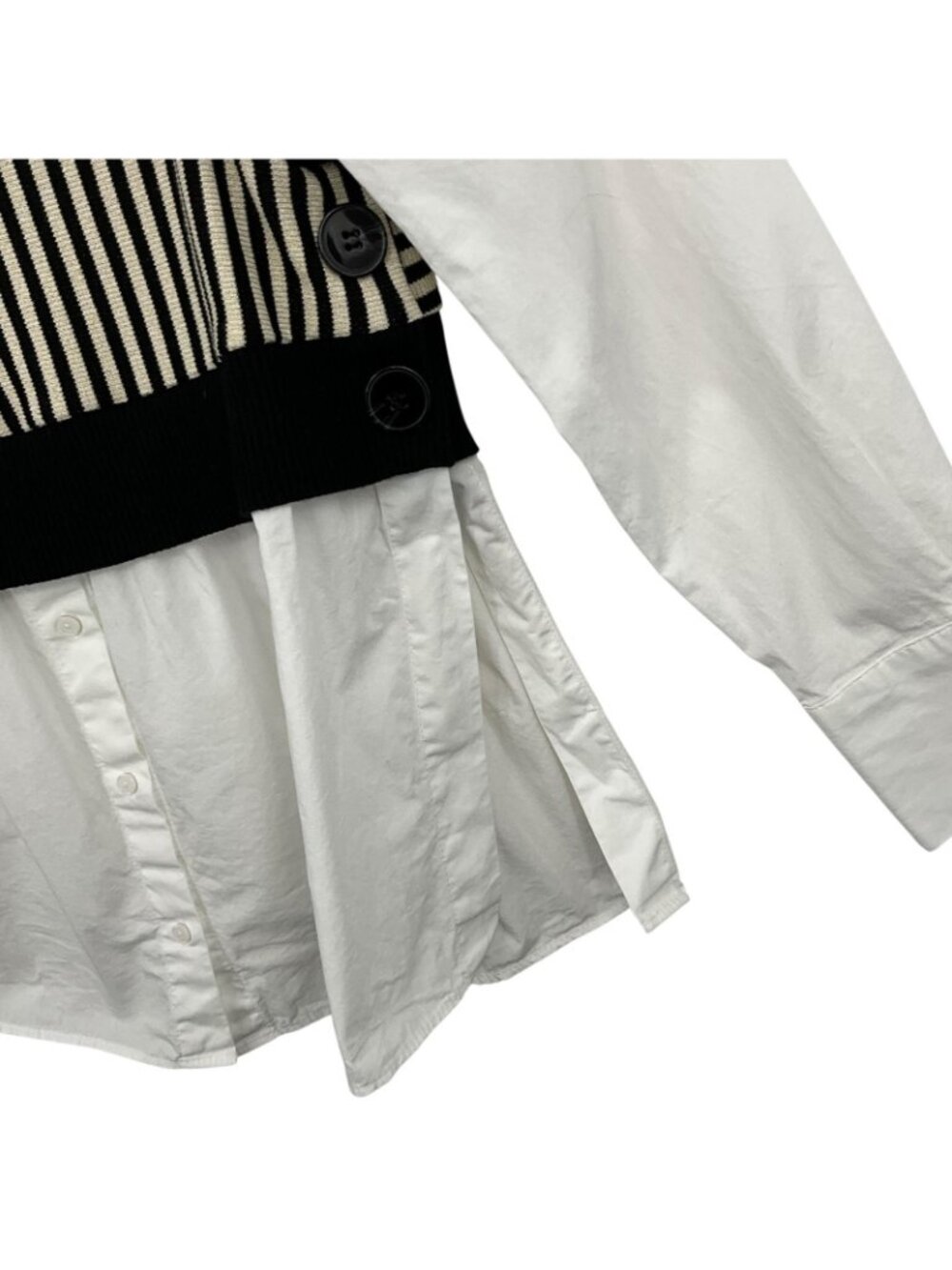 Maeve Long Sleeve Linen Twofer Sweater Vest Top Womens XS Anthropologie White - Picture 4 of 14